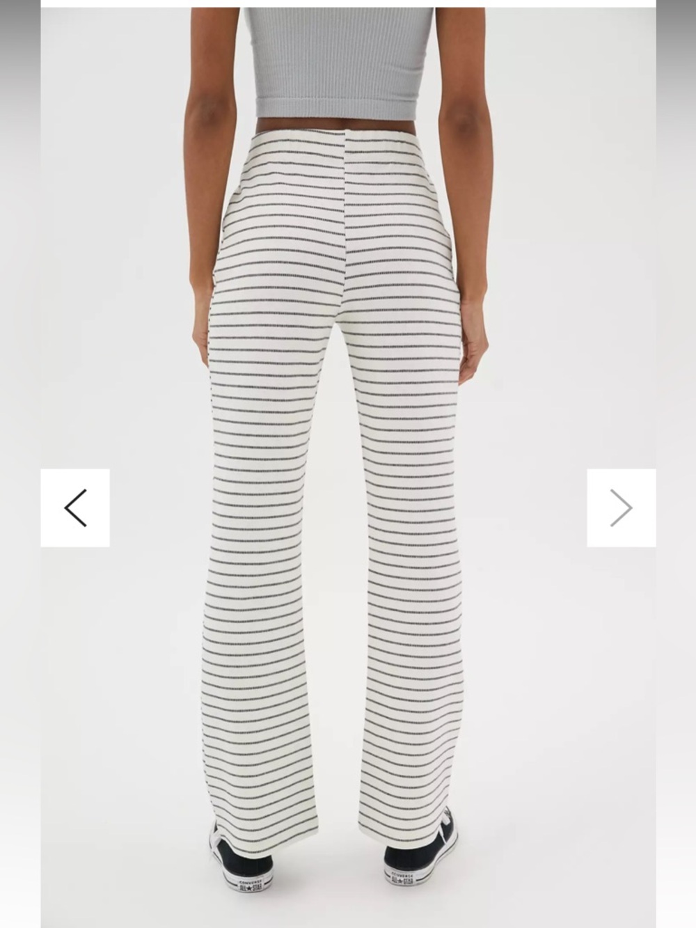Urban Outfitters Cream & Black Striped Naomi Flare Knit Pants Medium NWT - Picture 3 of 9